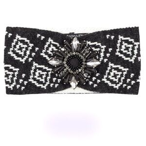 Badgley Mischka Black and White Geometric Rhinestone Headband